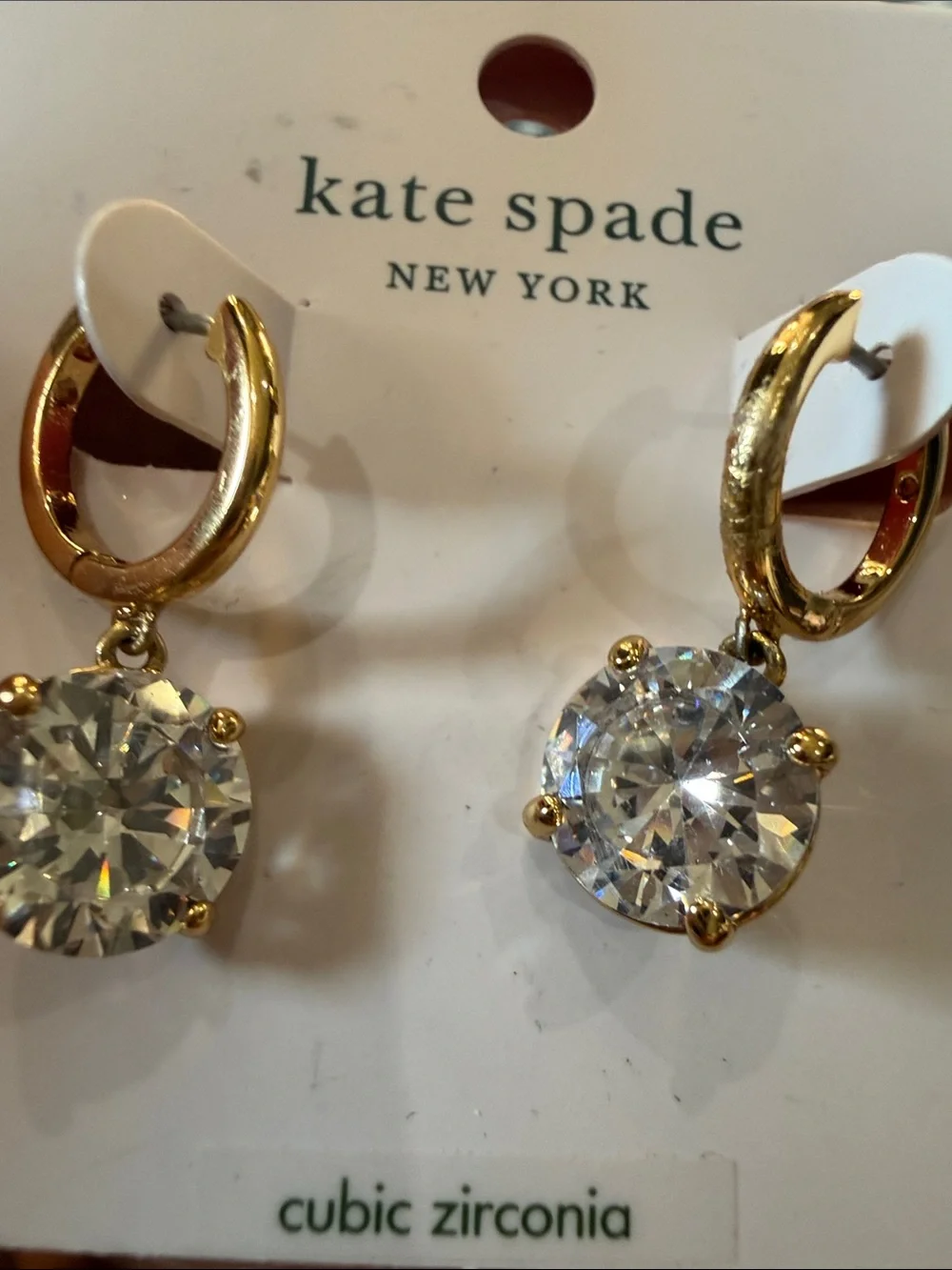 kate spade gold and clear drop earrings